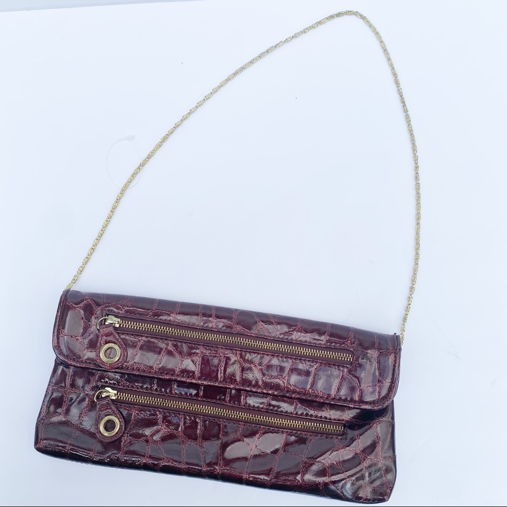 Aldo burgundy purse w Gold shoulder strap
